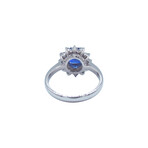 Platinum Diamond + Blue Sapphire Corn Flower Ring // Ring Size: 6.25 // Pre-Owned
