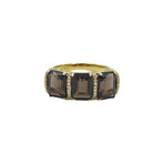 18k Yellow Gold Diamond + Smokey Quartz Ring // Ring Size: 6.75 // Pre-Owned