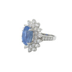 Platinum Diamond + Sapphire Halo Ring // Ring Size: 6.5 // Pre-Owned
