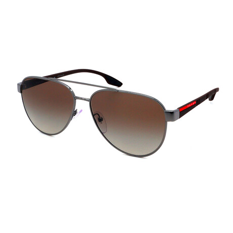 Prada Sport // Men's Aviator PS54TS 5AV1X1 Non-Polarized Sunglasses // Gunmetal + Green Gradient