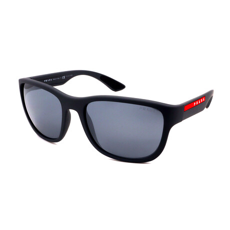 Mens PS01US UFK5L0 Sunglasses // Grey Rubber + Grey Mirror Black