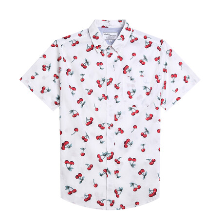 Cherry Print Shirt // White (S)
