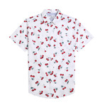 Cherry Print Shirt // White (S)