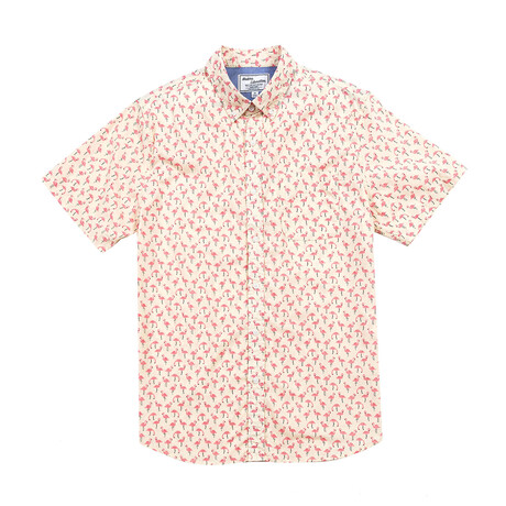 Flamingo Print Shirt // Khaki (S)