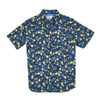 Lemon Print Shirt // Navy (L)