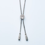 Women's Black Spinel Bolo Necklace // Silver + 18K Gold