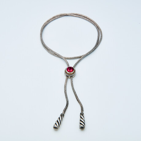 Women's Quartz Bolo Necklace // Silver + 18K Gold