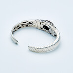 Women's Prasiolite Scrollwork Cuff Bracelet // Silver + 18K Gold (Small // 6.25")