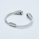 Women's Mystic Quartz Scrollwork Cuff Bracelet // Silver + 18K Gold (Small // 6.25")
