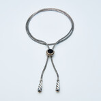 Women's Black Spinel Bolo Necklace // Silver + 18K Gold