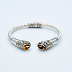 Women's Oval Citrine Cuff Bracelet // Silver + 18K Gold Accents (Small // 6.25")
