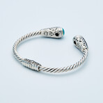 Women's Turquoise Scrollwork Cuff Bracelet // Silver + 18K Gold (Small // 6.25")