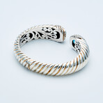 Women's London Blue Topaz Cuff Bracelet // Silver + 18K Gold Accents