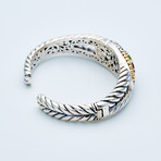 Women's Multigem Scrollwork Cuff Bracelet // Silver + 18K Gold (Small // 6.25")