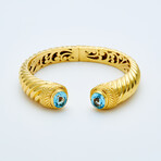Women's Blue Topaz Cuff Bracelet // Silver + Gold