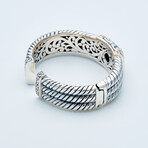 Women's Blue Topaz Triple Cable Cuff Bracelet // Silver + 18K Gold (Small // 6.25")