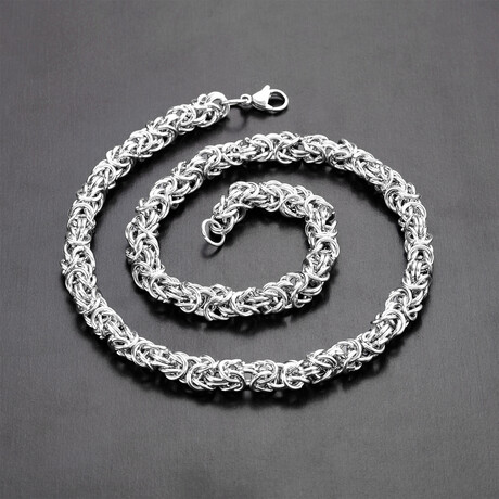 Stainless Steel Byzantine Chain Necklace // Silver // 21"