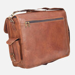 Vintage Style Leather Laptop Briefcase // 15” // Brown