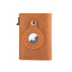 RFID Blocking Slide Wallet + Apple Airtag Holder // Brown