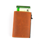 RFID Blocking Slide Wallet + Apple Airtag Holder // Brown