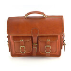 Vintage Style Leather Laptop Briefcase // 15” // Brown