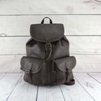 Leather Rucksack Backpack // Dark Brown