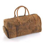 Genuine Leather Duffel + Weekend Luggage Bag // Brown