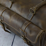 Genuine Leather Duffel Bag + Weekend Luggage Bag // Dark Brown