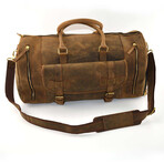 Genuine Leather Duffel + Weekend Luggage Bag // Brown