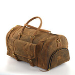 Genuine Leather Duffel + Weekend Luggage Bag // Brown