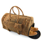 Genuine Leather Duffel + Weekend Luggage Bag // Brown