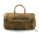 Genuine Leather Duffel + Weekend Luggage Bag // Brown