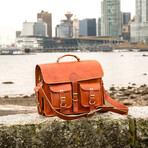 Vintage Style Leather Laptop Briefcase // 15” // Brown