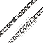Stainess Steel Figaro Chain // Black Plated // 30"