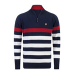 Lasarte Pullover Sweatshirt // Navy + Red + Ecru (M)