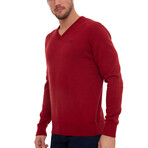Axel V-Neck Pullover Sweatshirt // Red (XL)