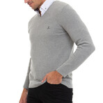 Thiago V-Neck Textured Pullover Sweatshirt // Gray Melange (XL)