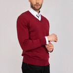 Axel V-Neck Pullover Sweatshirt // Bordeaux (3XL)