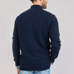 Dilan Half-Zip Textured Pullover Sweatshirt // Navy (M)