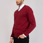 Axel V-Neck Pullover Sweatshirt // Bordeaux (3XL)