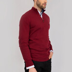 Dilan Half-Zip Textured Pullover Sweatshirt // Bordeaux (S)