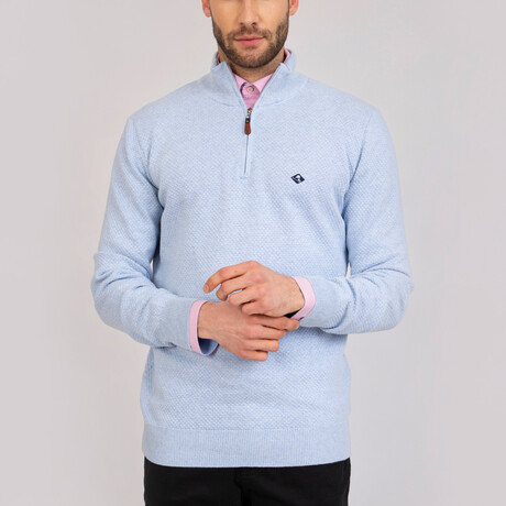 Dilan Half-Zip Textured Pullover Sweatshirt // Blue Melange (XS)