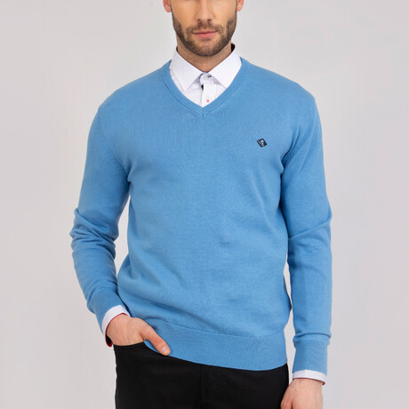 Axel V-Neck Pullover Sweatshirt // Blue (XS)
