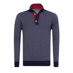Catalunya Pullover Sweatshirt // Navy + Ecru + Red (L)