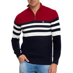 Ascari Pullover Sweatshirt // Bordeaux + Navy + Ecru (S)