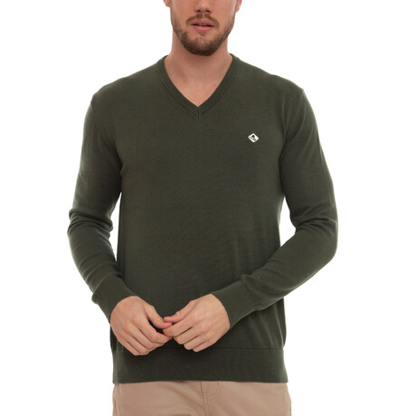 Axel V-Neck Pullover Sweatshirt // Green (XS)