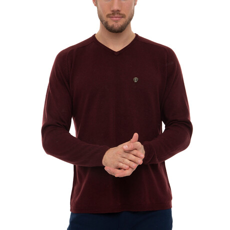 Ercina Round Neck Pullover Sweatshirt // Bordeaux (XS)