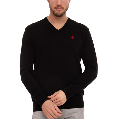 Axel V-Neck Pullover Sweatshirt // Black (XS)