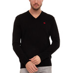 Axel V-Neck Pullover Sweatshirt // Black (L)