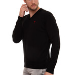 Axel V-Neck Pullover Sweatshirt // Black (XL)